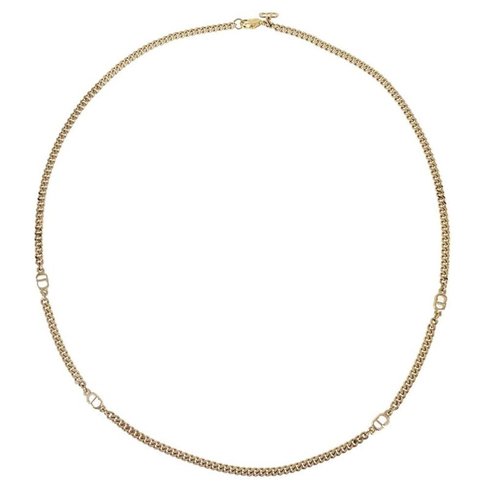 Christian Dior Cd Chain Link Metal Gold Gold_Plated Necklace Jewelry
